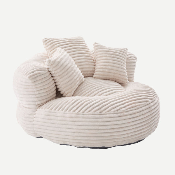 Single Bean Bag Chairs, Bean Bag Sofa for Adults, Kids,Corduroy Bean Bag Chair with 3 Pillows & Armrest,Beanbag Chair & Lazy Sofa with Foam Filler for Bedroom Living Room Dorm