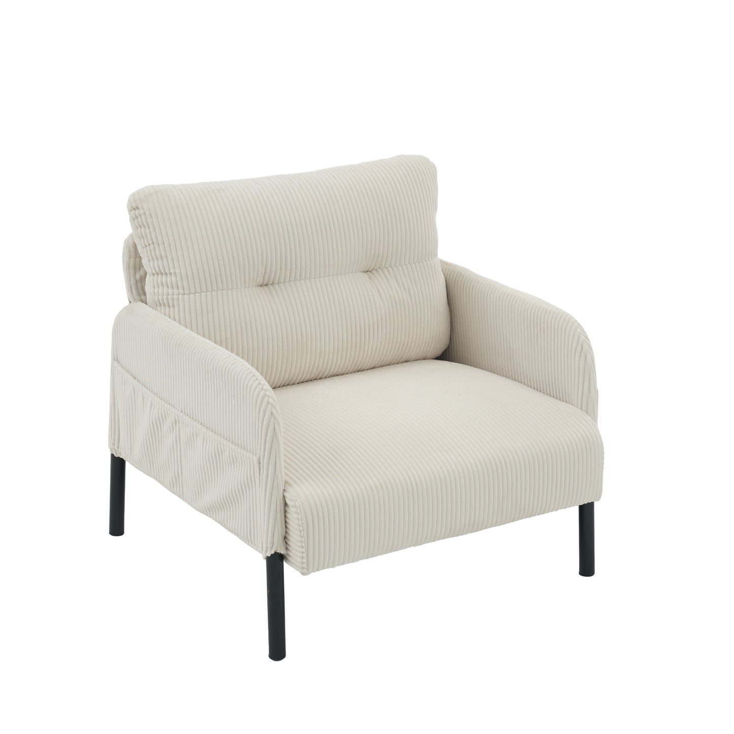 Modern Compact Sofa Set - Breathable Corduroy Armchair & Loveseat - High-Density Memory Foam with S-Spring Support - Cream White