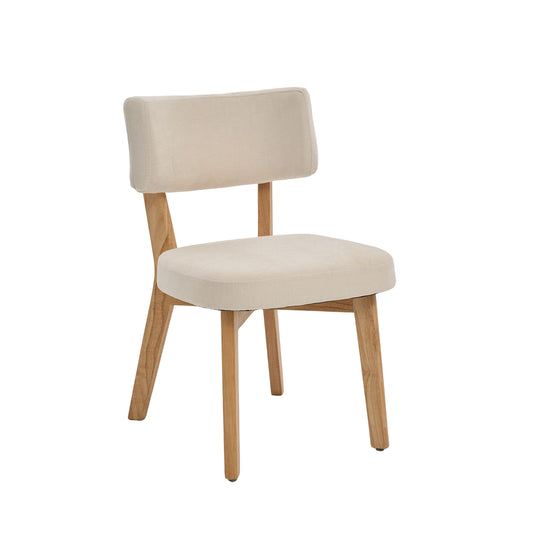 Modern U-Shaped Accent Chair - Solid Wood Dining Chair with 200kg Capacity - High-Density Foam & Breathable Linen Fabric