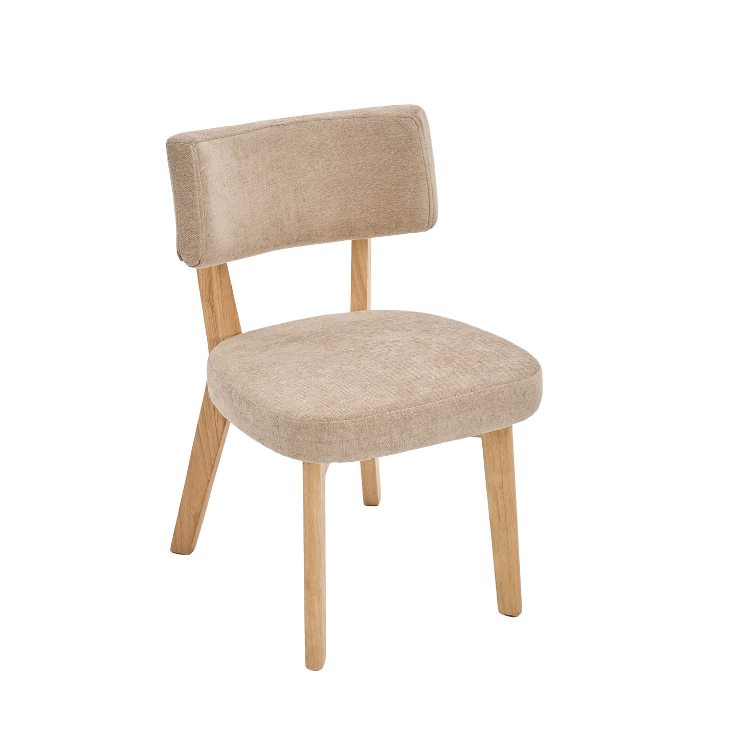 Modern U-Shaped Accent Chair - Solid Wood Dining Chair with 200kg Capacity - High-Density Foam & Breathable Linen Fabric