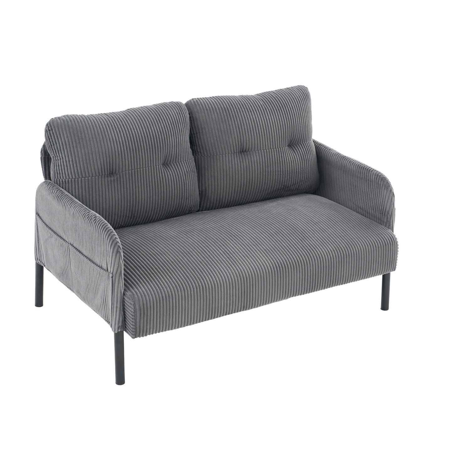 Modern Compact Sofa Set - Breathable Corduroy Armchair & Loveseat - High-Density Memory Foam with S-Spring Support - Cream White