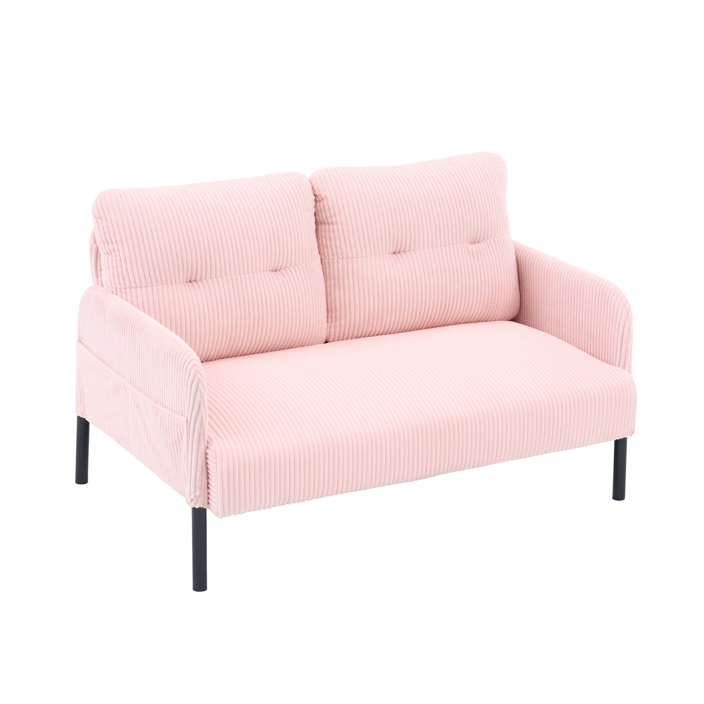Modern Compact Sofa Set - Breathable Corduroy Armchair & Loveseat - High-Density Memory Foam with S-Spring Support - Cream White