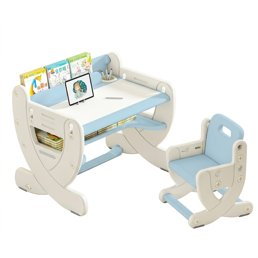 Multi-Functional Kids' Desk and Chair Set with Convertible Drawing Surface and Storage, Height Adjustable (Ages 1-10)