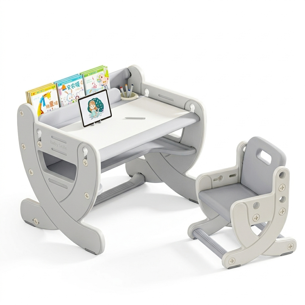 Multi-Functional Kids' Desk and Chair Set with Convertible Drawing Surface and Storage, Height Adjustable (Ages 1-10)