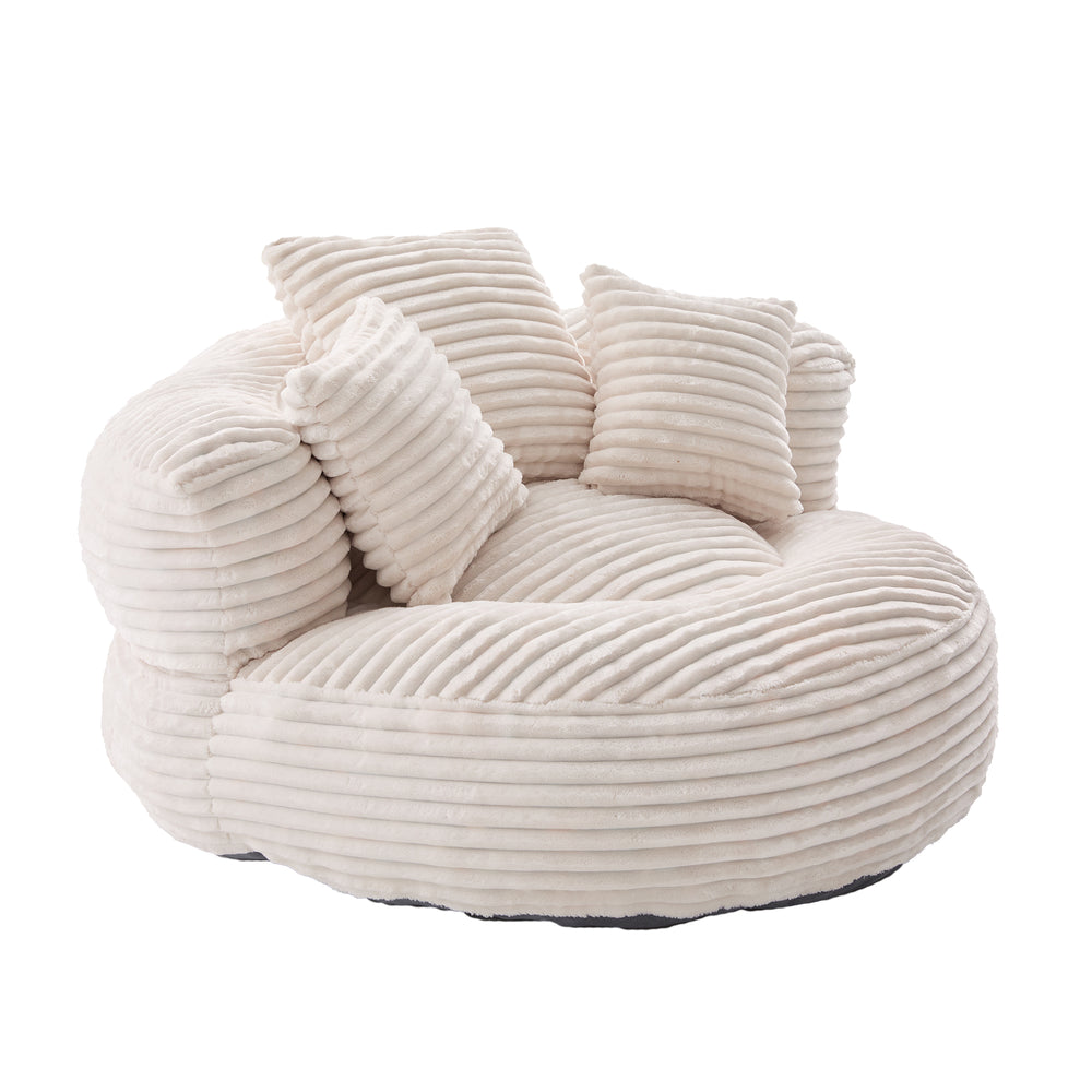 Single Bean Bag Chairs, Bean Bag Sofa for Adults, Kids,Corduroy Bean Bag Chair with 3 Pillows & Armrest,Beanbag Chair & Lazy Sofa with Foam Filler for Bedroom Living Room Dorm