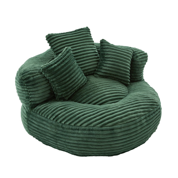 Single Bean Bag Chairs, Bean Bag Sofa for Adults, Kids,Corduroy Bean Bag Chair with 3 Pillows & Armrest,Beanbag Chair & Lazy Sofa with Foam Filler for Bedroom Living Room Dorm