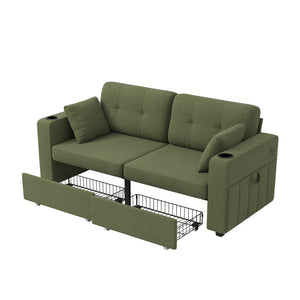 Sofas for Living Room, Couch Set,3 Seats Sofa, USB Charging,Wood Frame,Easy to Install,with Storage, Charging Station,Cup Holder,Modern Sectional Sofas for Living Room, Apartment,Chenille Fabric