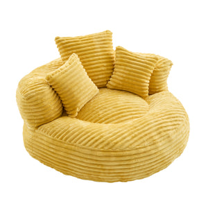 Single Bean Bag Chairs, Bean Bag Sofa for Adults, Kids,Corduroy Bean Bag Chair with 3 Pillows & Armrest,Beanbag Chair & Lazy Sofa with Foam Filler for Bedroom Living Room Dorm