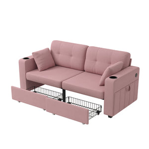 Sofas for Living Room, Couch Set,3 Seats Sofa, USB Charging,Wood Frame,Easy to Install,with Storage, Charging Station,Cup Holder,Modern Sectional Sofas for Living Room, Apartment,Chenille Fabric