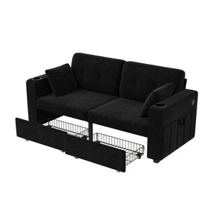 Sofas for Living Room, Couch Set,3 Seats Sofa, USB Charging,Wood Frame,Easy to Install,with Storage, Charging Station,Cup Holder,Modern Sectional Sofas for Living Room, Apartment,Chenille Fabric