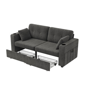 Sofas for Living Room, Couch Set,3 Seats Sofa, USB Charging,Wood Frame,Easy to Install,with Storage, Charging Station,Cup Holder,Modern Sectional Sofas for Living Room, Apartment,Chenille Fabric