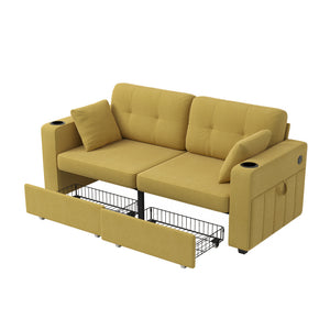 Sofas for Living Room, Couch Set,3 Seats Sofa, USB Charging,Wood Frame,Easy to Install,with Storage, Charging Station,Cup Holder,Modern Sectional Sofas for Living Room, Apartment,Chenille Fabric