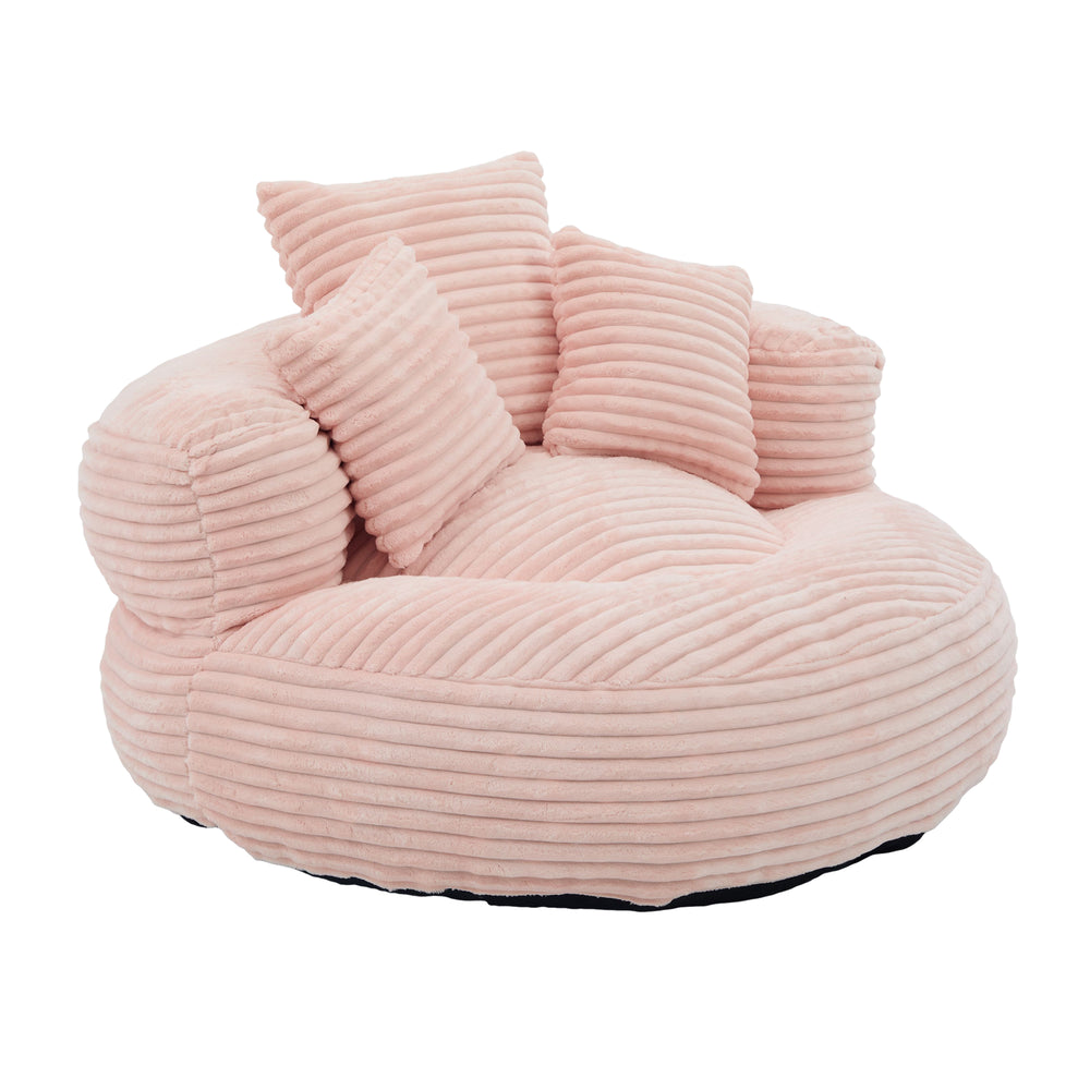 Single Bean Bag Chairs, Bean Bag Sofa for Adults, Kids,Corduroy Bean Bag Chair with 3 Pillows & Armrest,Beanbag Chair & Lazy Sofa with Foam Filler for Bedroom Living Room Dorm