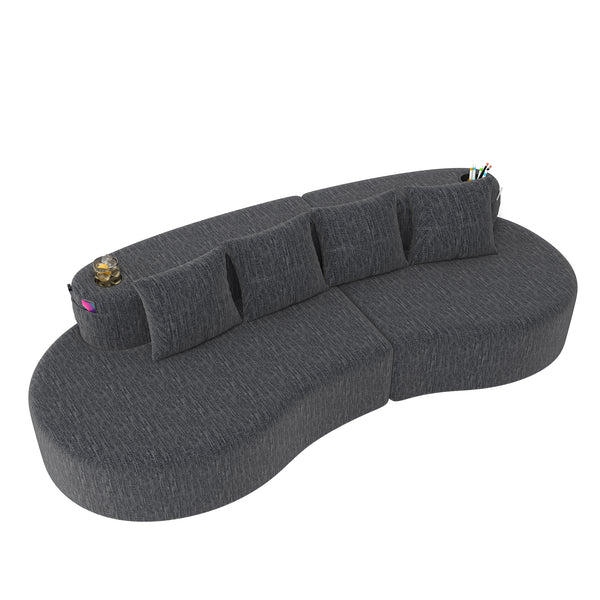 Modern Curved Sectional 3 Seat Minimalist Elegant Half Moon Sofa Compressed Modular Sectional Sofa for Living Room, Office, Apartment