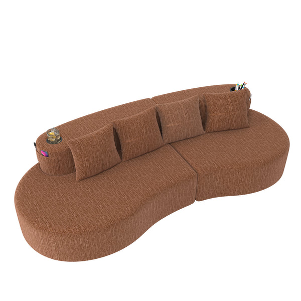 Modern Curved Sectional 3 Seat Minimalist Elegant Half Moon Sofa Compressed Modular Sectional Sofa for Living Room, Office, Apartment
