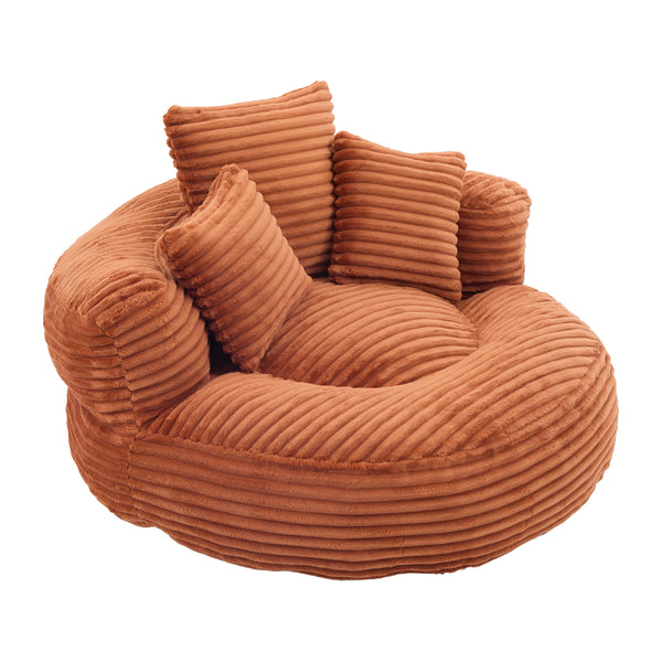 Single Bean Bag Chairs, Bean Bag Sofa for Adults, Kids,Corduroy Bean Bag Chair with 3 Pillows & Armrest,Beanbag Chair & Lazy Sofa with Foam Filler for Bedroom Living Room Dorm