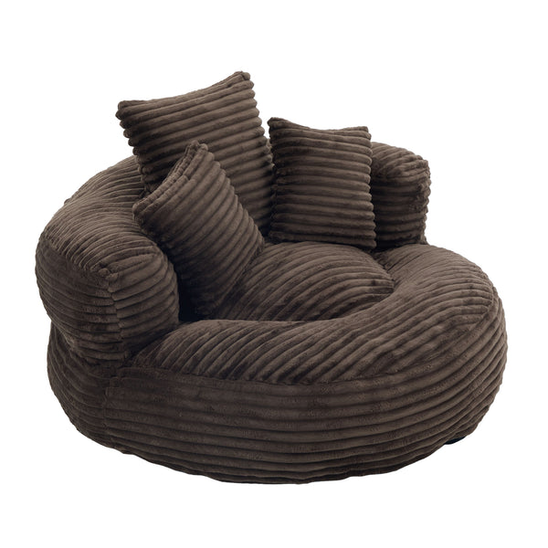 Single Bean Bag Chairs, Bean Bag Sofa for Adults, Kids,Corduroy Bean Bag Chair with 3 Pillows & Armrest,Beanbag Chair & Lazy Sofa with Foam Filler for Bedroom Living Room Dorm