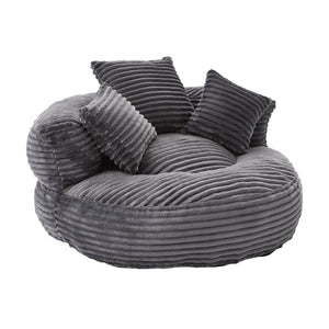 Single Bean Bag Chairs, Bean Bag Sofa for Adults, Kids,Corduroy Bean Bag Chair with 3 Pillows & Armrest,Beanbag Chair & Lazy Sofa with Foam Filler for Bedroom Living Room Dorm