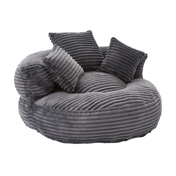 Single Bean Bag Chairs, Bean Bag Sofa for Adults, Kids,Corduroy Bean Bag Chair with 3 Pillows & Armrest,Beanbag Chair & Lazy Sofa with Foam Filler for Bedroom Living Room Dorm
