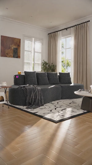 Modern Curved Sectional 3 Seat Minimalist Elegant Half Moon Sofa Compressed Modular Sectional Sofa for Living Room, Office, Apartment